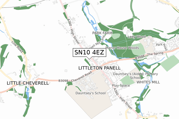 SN10 4EZ map - small scale - OS Open Zoomstack (Ordnance Survey)