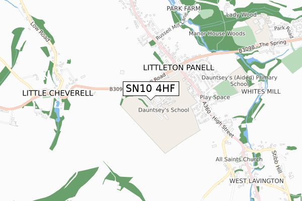 SN10 4HF map - small scale - OS Open Zoomstack (Ordnance Survey)