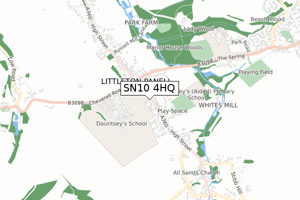 SN10 4HQ map - small scale - OS Open Zoomstack (Ordnance Survey)