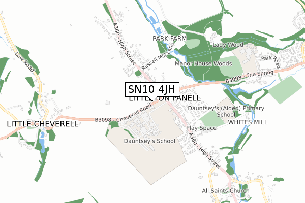 SN10 4JH map - small scale - OS Open Zoomstack (Ordnance Survey)