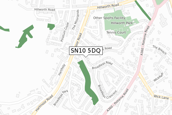 SN10 5DQ map - large scale - OS Open Zoomstack (Ordnance Survey)