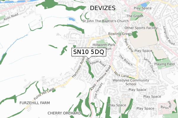 SN10 5DQ map - small scale - OS Open Zoomstack (Ordnance Survey)