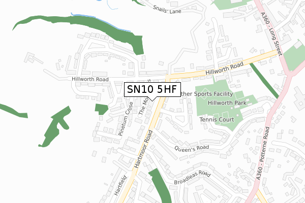 SN10 5HF map - large scale - OS Open Zoomstack (Ordnance Survey)