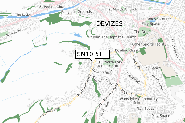 SN10 5HF map - small scale - OS Open Zoomstack (Ordnance Survey)