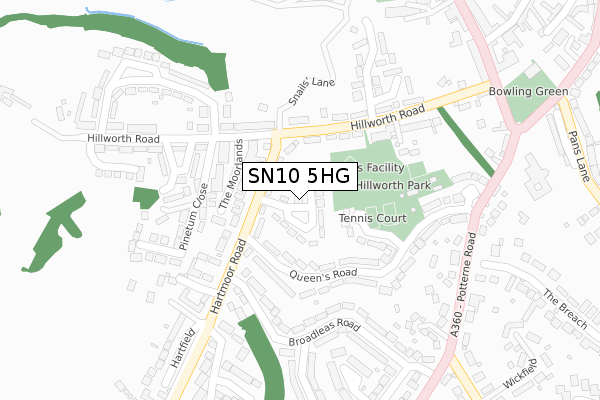 SN10 5HG map - large scale - OS Open Zoomstack (Ordnance Survey)