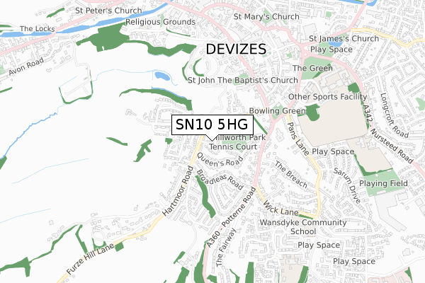 SN10 5HG map - small scale - OS Open Zoomstack (Ordnance Survey)