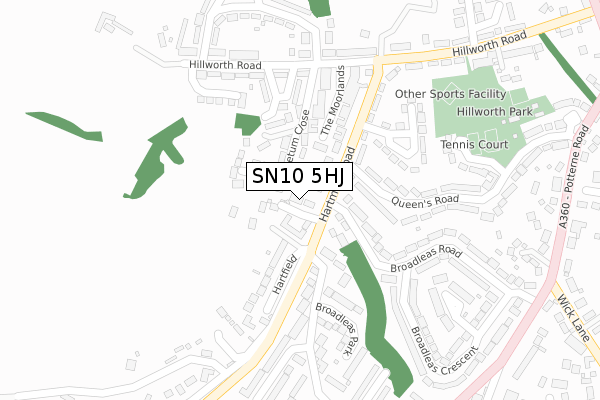 SN10 5HJ map - large scale - OS Open Zoomstack (Ordnance Survey)