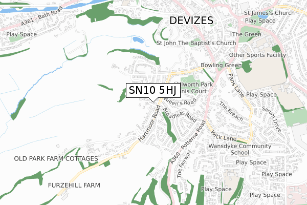 SN10 5HJ map - small scale - OS Open Zoomstack (Ordnance Survey)