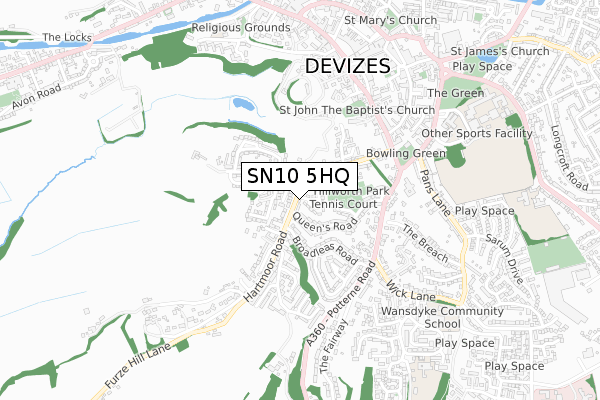 SN10 5HQ map - small scale - OS Open Zoomstack (Ordnance Survey)