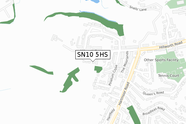 SN10 5HS map - large scale - OS Open Zoomstack (Ordnance Survey)
