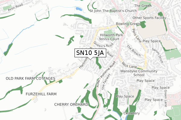 SN10 5JA map - small scale - OS Open Zoomstack (Ordnance Survey)