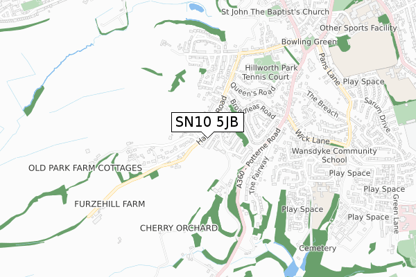 SN10 5JB map - small scale - OS Open Zoomstack (Ordnance Survey)