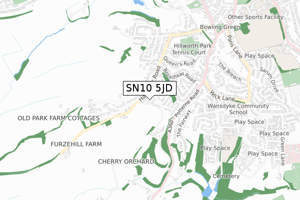 SN10 5JD map - small scale - OS Open Zoomstack (Ordnance Survey)
