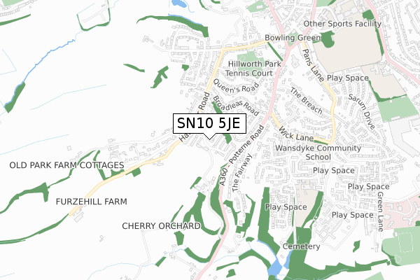 SN10 5JE map - small scale - OS Open Zoomstack (Ordnance Survey)