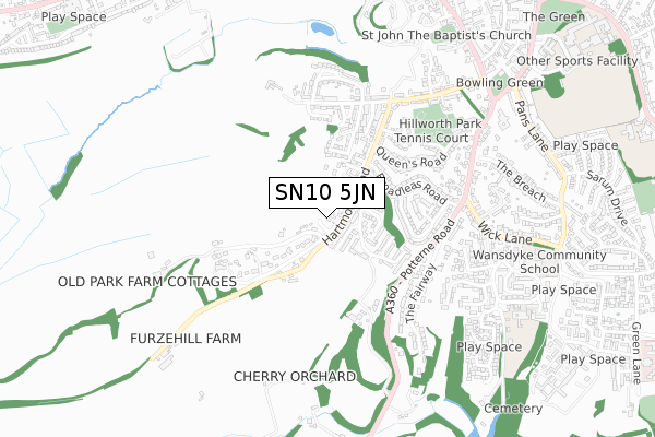 SN10 5JN map - small scale - OS Open Zoomstack (Ordnance Survey)