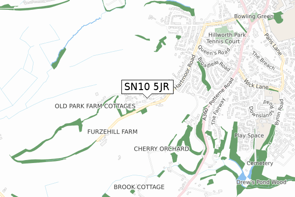 SN10 5JR map - small scale - OS Open Zoomstack (Ordnance Survey)