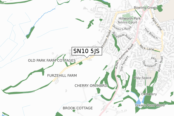 SN10 5JS map - small scale - OS Open Zoomstack (Ordnance Survey)