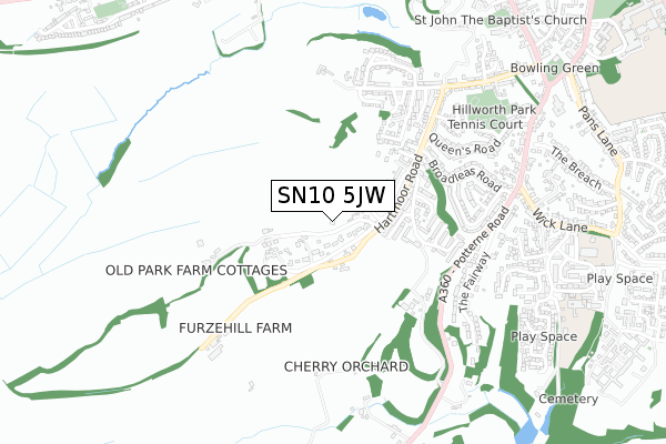 SN10 5JW map - small scale - OS Open Zoomstack (Ordnance Survey)
