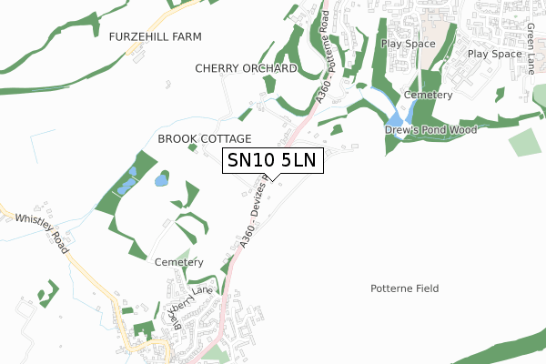 SN10 5LN map - small scale - OS Open Zoomstack (Ordnance Survey)