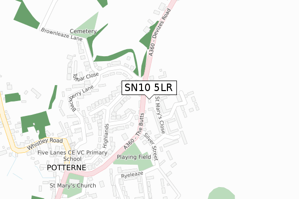 SN10 5LR map - large scale - OS Open Zoomstack (Ordnance Survey)