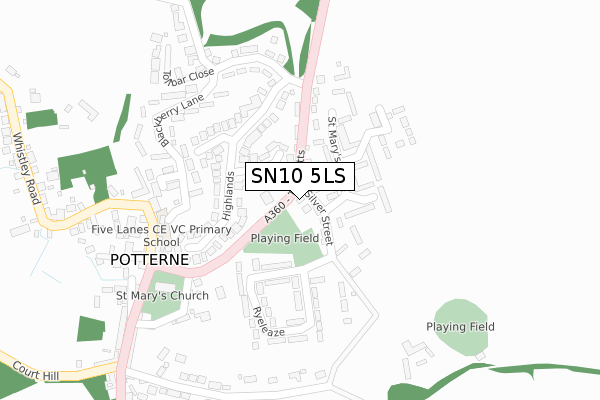 SN10 5LS map - large scale - OS Open Zoomstack (Ordnance Survey)