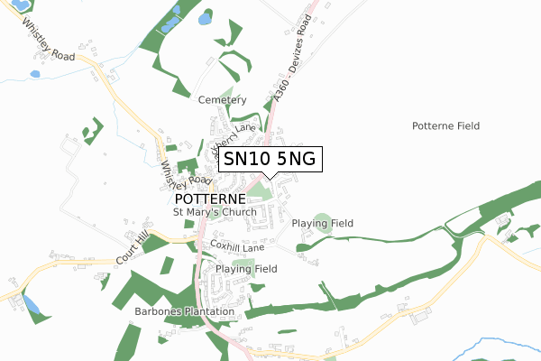 SN10 5NG map - small scale - OS Open Zoomstack (Ordnance Survey)