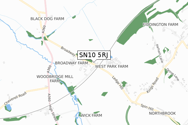 SN10 5RJ map - small scale - OS Open Zoomstack (Ordnance Survey)