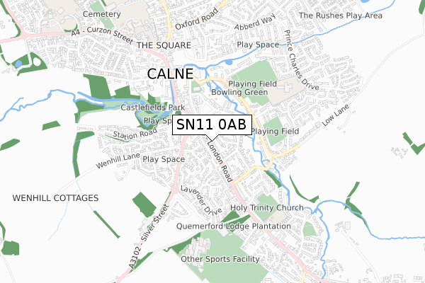 SN11 0AB map - small scale - OS Open Zoomstack (Ordnance Survey)