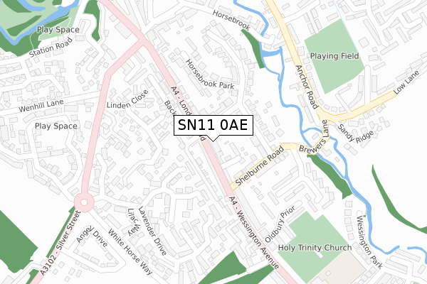 SN11 0AE map - large scale - OS Open Zoomstack (Ordnance Survey)