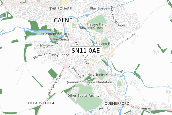 SN11 0AE map - small scale - OS Open Zoomstack (Ordnance Survey)