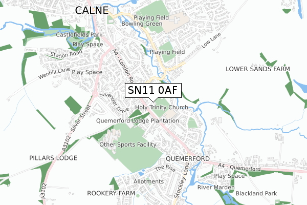SN11 0AF map - small scale - OS Open Zoomstack (Ordnance Survey)