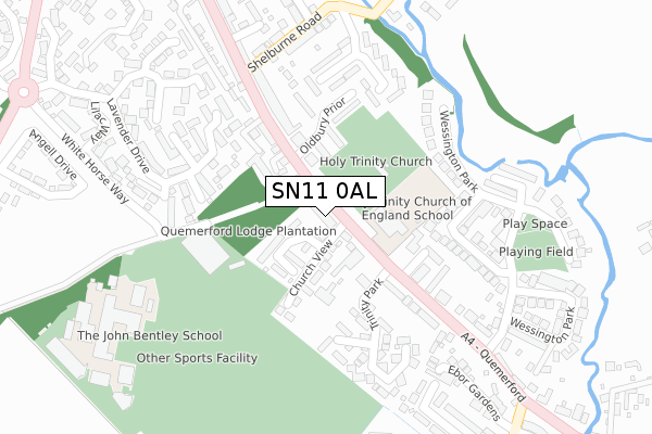 SN11 0AL map - large scale - OS Open Zoomstack (Ordnance Survey)