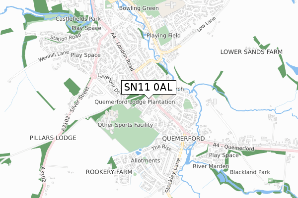 SN11 0AL map - small scale - OS Open Zoomstack (Ordnance Survey)