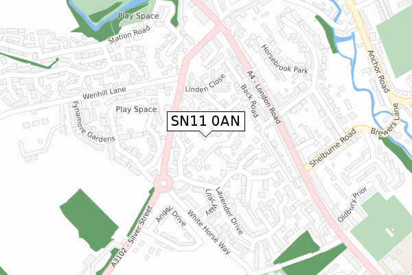 SN11 0AN map - large scale - OS Open Zoomstack (Ordnance Survey)
