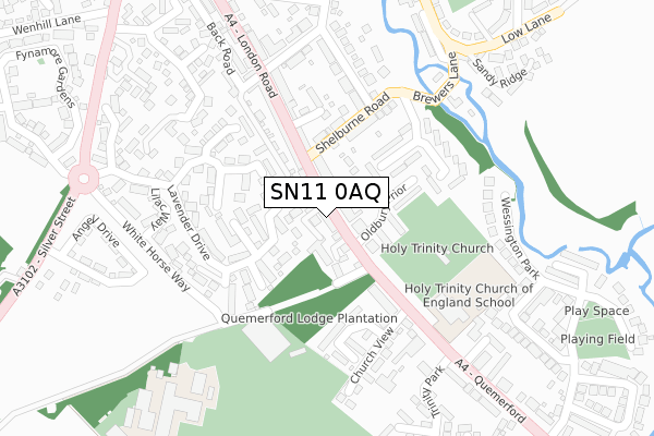 SN11 0AQ map - large scale - OS Open Zoomstack (Ordnance Survey)