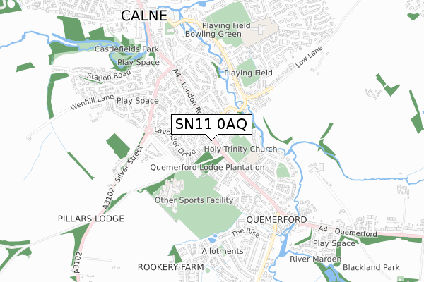 SN11 0AQ map - small scale - OS Open Zoomstack (Ordnance Survey)