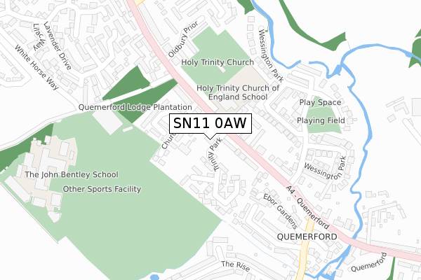 SN11 0AW map - large scale - OS Open Zoomstack (Ordnance Survey)
