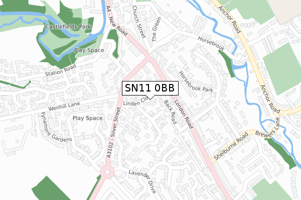SN11 0BB map - large scale - OS Open Zoomstack (Ordnance Survey)