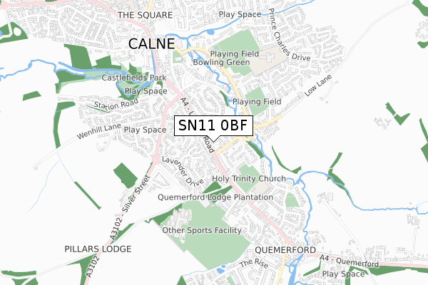 SN11 0BF map - small scale - OS Open Zoomstack (Ordnance Survey)