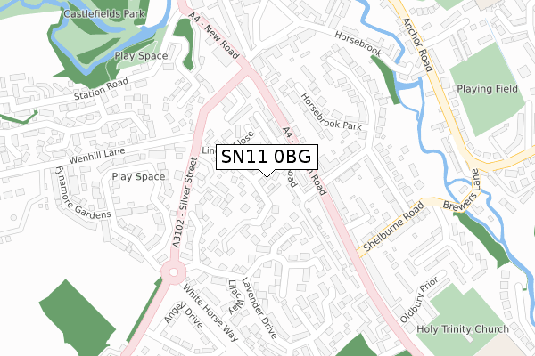 SN11 0BG map - large scale - OS Open Zoomstack (Ordnance Survey)