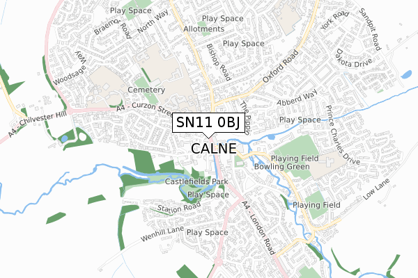 SN11 0BJ map - small scale - OS Open Zoomstack (Ordnance Survey)