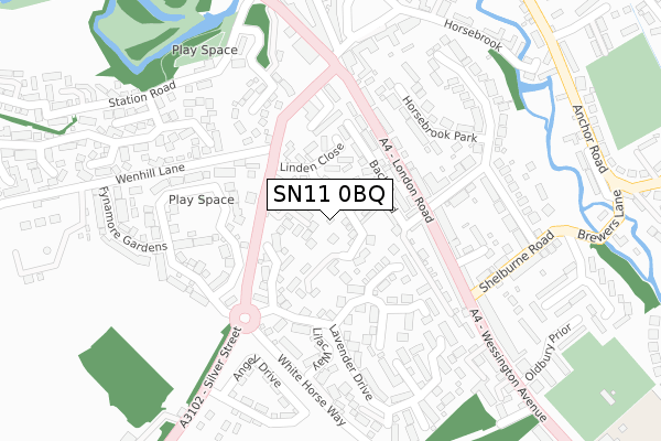 SN11 0BQ map - large scale - OS Open Zoomstack (Ordnance Survey)