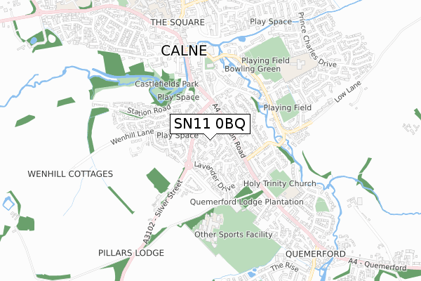 SN11 0BQ map - small scale - OS Open Zoomstack (Ordnance Survey)