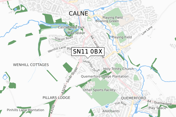 SN11 0BX map - small scale - OS Open Zoomstack (Ordnance Survey)