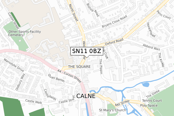 SN11 0BZ map - large scale - OS Open Zoomstack (Ordnance Survey)