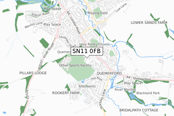 SN11 0FB map - small scale - OS Open Zoomstack (Ordnance Survey)