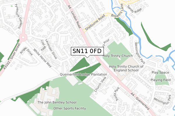 SN11 0FD map - large scale - OS Open Zoomstack (Ordnance Survey)