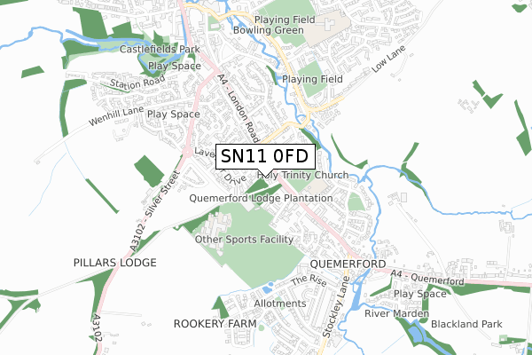 SN11 0FD map - small scale - OS Open Zoomstack (Ordnance Survey)