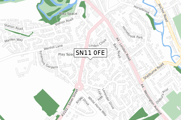 SN11 0FE map - large scale - OS Open Zoomstack (Ordnance Survey)