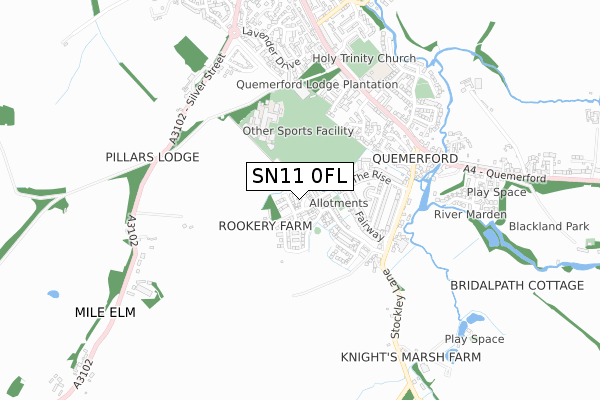 SN11 0FL map - small scale - OS Open Zoomstack (Ordnance Survey)